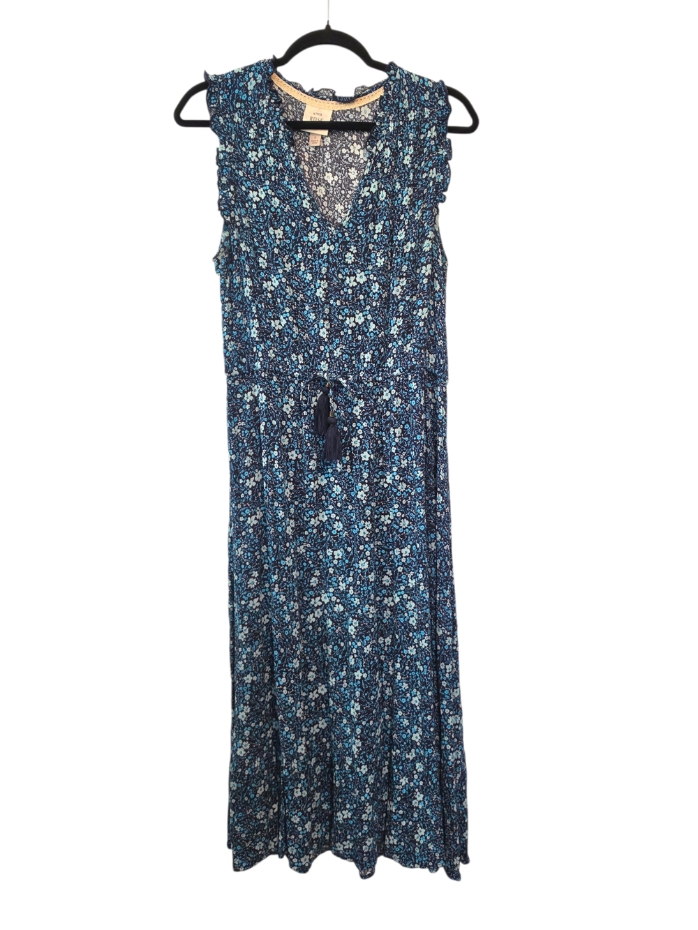 Knox Rose Blue Floral Midi Dress Size Large Boho